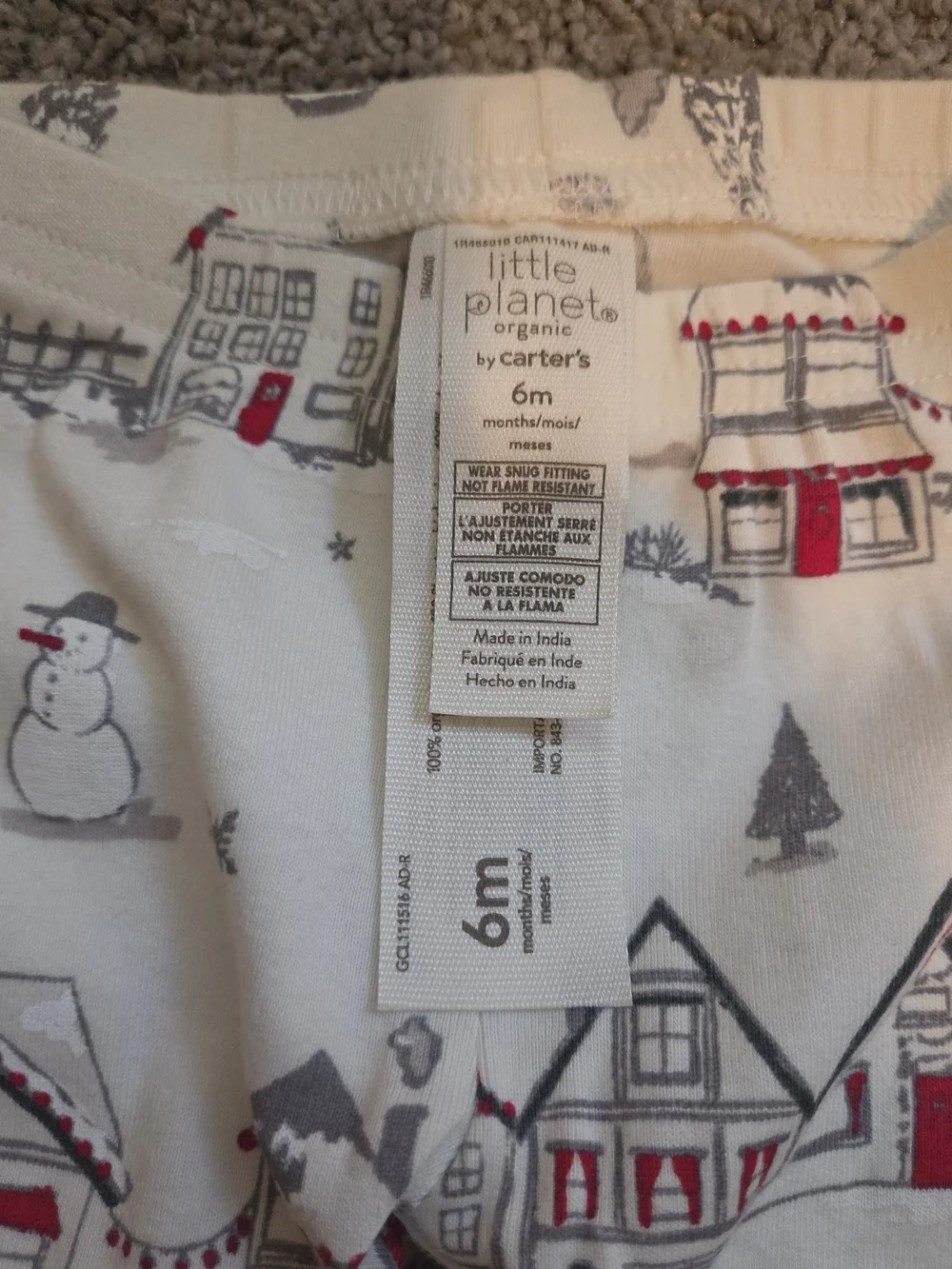 Baby 6M Organic Pajamas Long-Sleeve Holiday Village